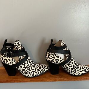 Alfani Black and White Animal Print Heeled Boots